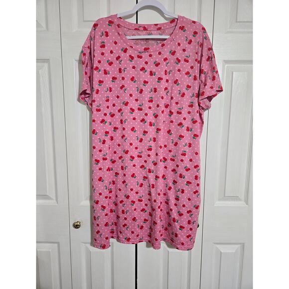 Joyspun 2x women's pink cherry print nightgown - Picture 1 of 8